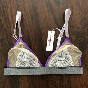 Cosabella Bisou Bralette in Almond / Lilac Lurex